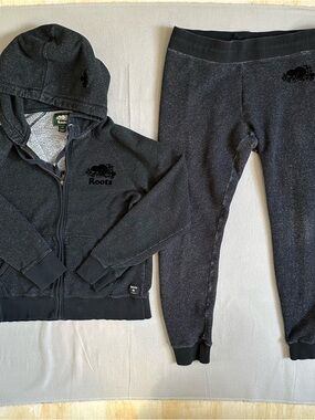 Roots Salt & Pepper Mens Zip Hoodie and Sweatpants Set Size L